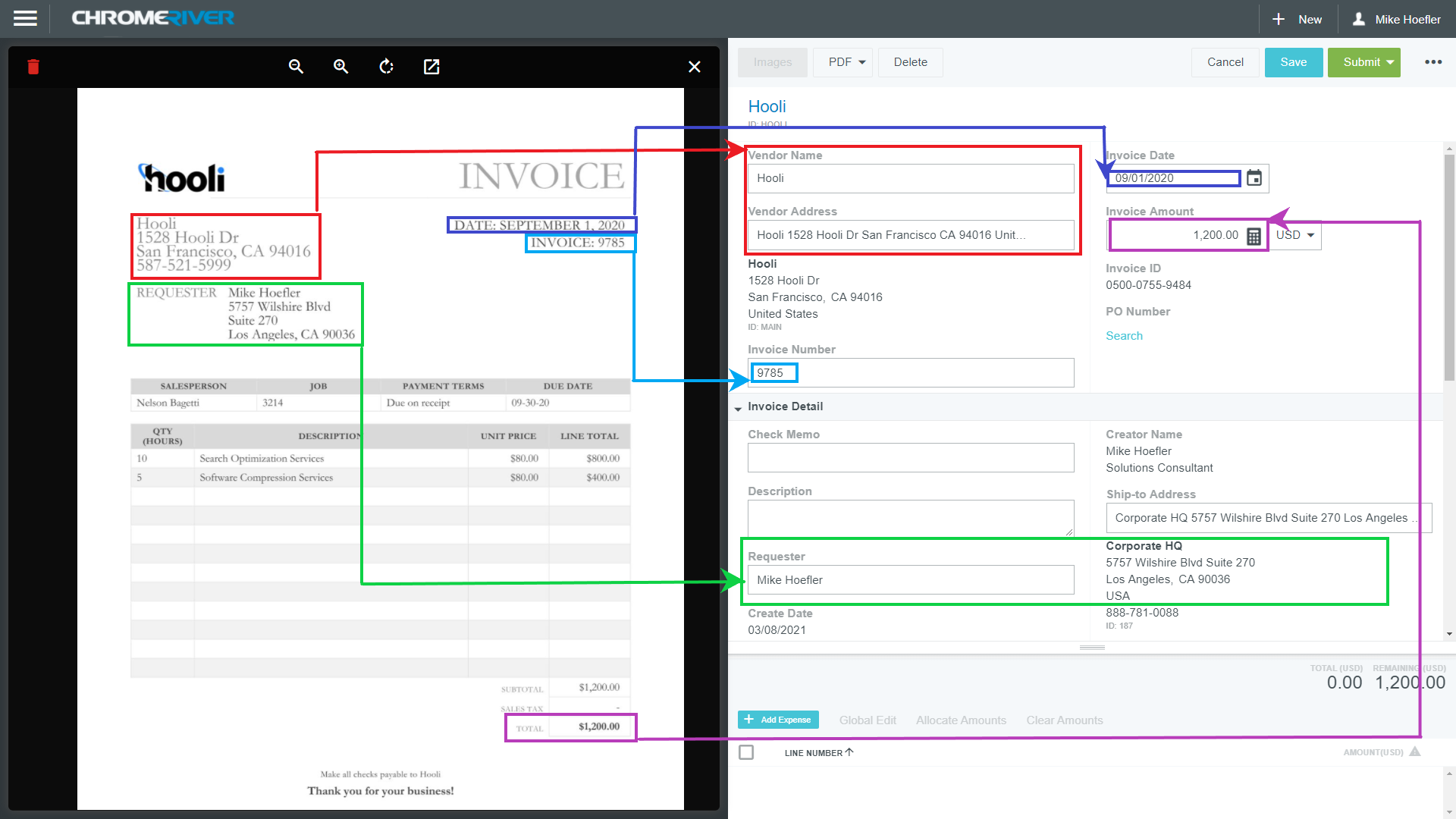 screenshot of Emburse Invoice Enterprise
